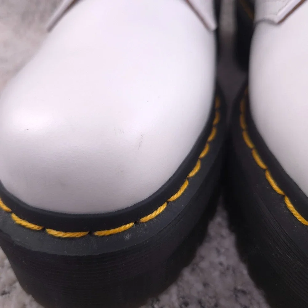 Dr Martens 1461 Quad Platform Shoes Women Size 7 Boots Low Top White Leather EUC